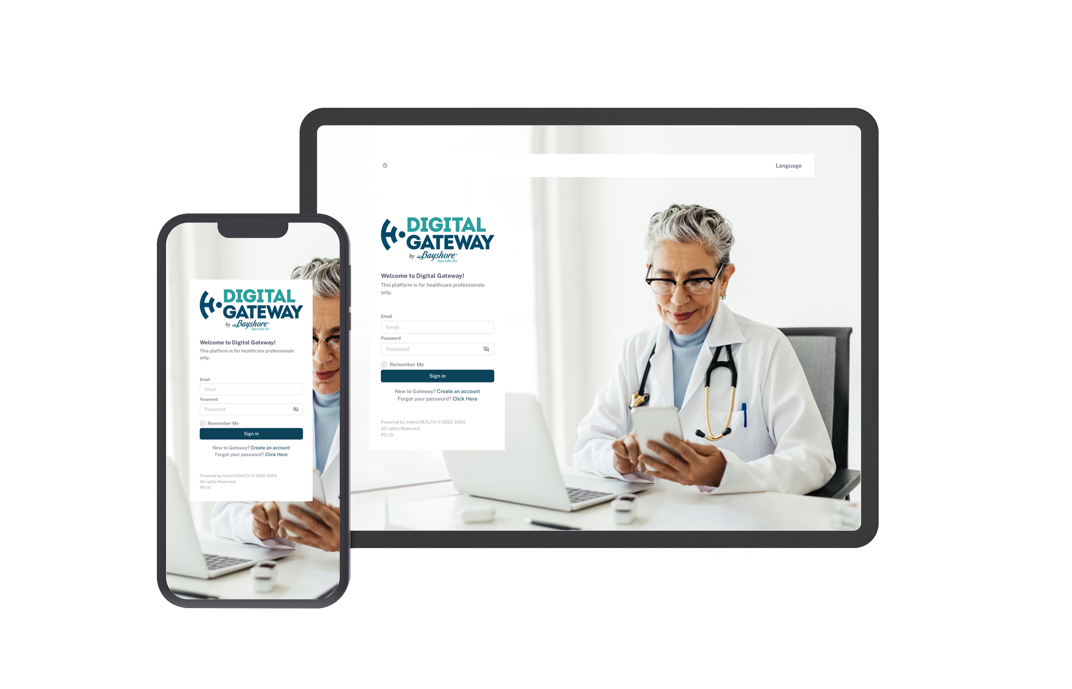 Digital Gateway screenshot on phone and tablet